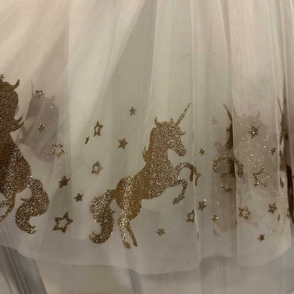 Zunie denim and white tulle with gold accents party dress - size 6 - Picture 6 of 6